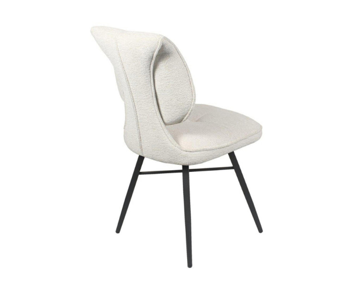 Chaise de repas fixe moelleux en tissu beige - meuble jem - Souffle d'intérieur