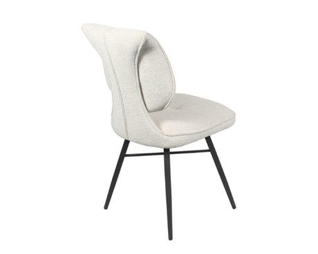 Chaise de repas fixe moelleux en tissu beige - meuble jem - Souffle d'intérieur