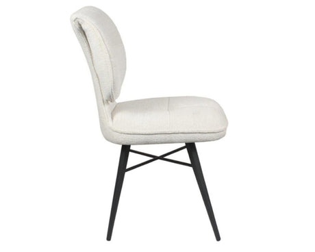 Chaise de repas fixe moelleux en tissu beige - meuble jem - Souffle d'intérieur