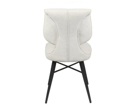 Chaise de repas fixe moelleux en tissu beige - meuble jem - Souffle d'intérieur