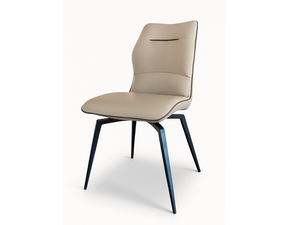 Chaise pivotante en simili cuir beige de salle a manger vue de biais - tablacasa - Souffle d'intérieur