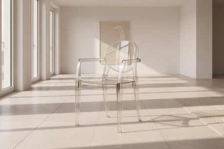 chaise transparente avec accoudoirs