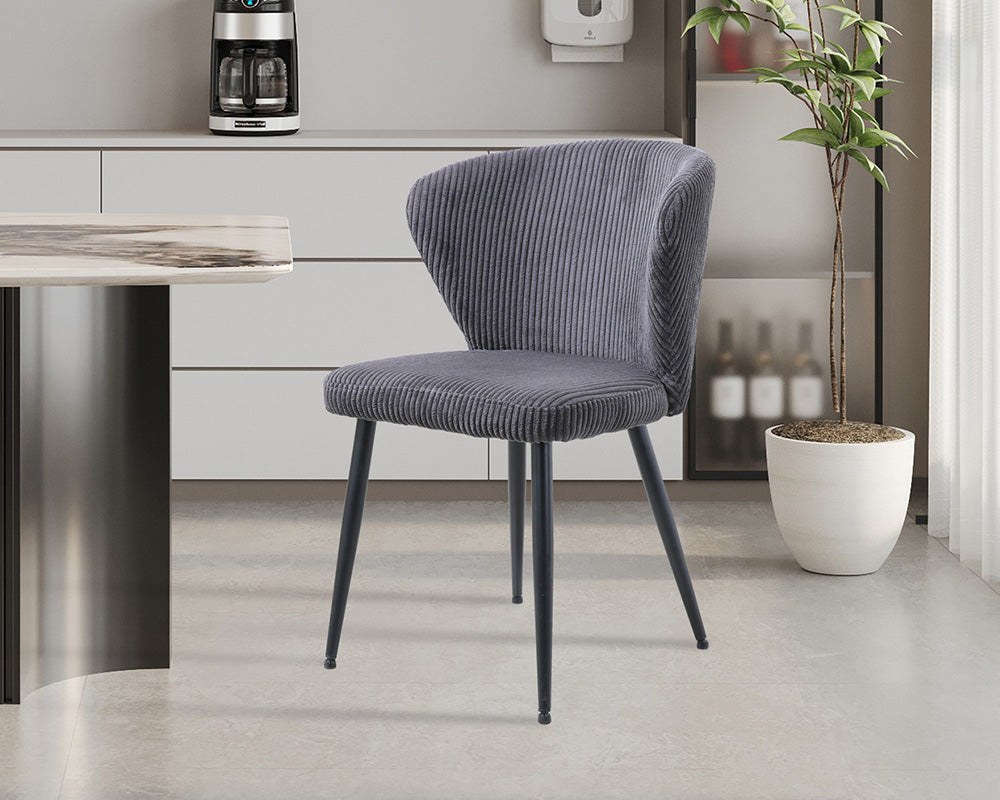 Chaise velours cotelé gris - Rousseau - Souffle d'intérieur