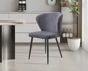 Chaise velours cotelé gris - Rousseau - Souffle d'intérieur