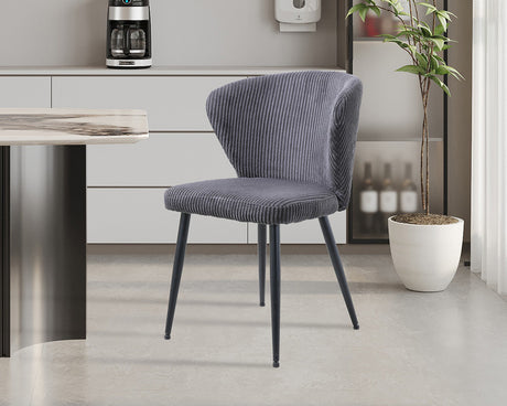 Chaise velours cotelé gris - Rousseau - Souffle d'intérieur