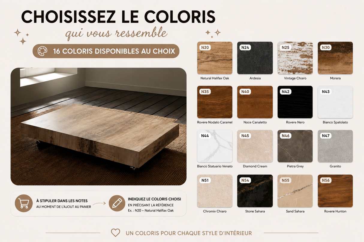 Table basse relevable extensible Assist – nuancier des coloris disponibles
