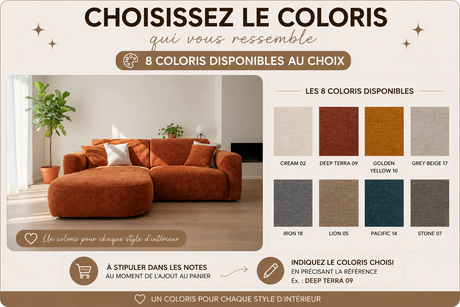 choix des 8 coloris du canape meridienne montana - confortluxe