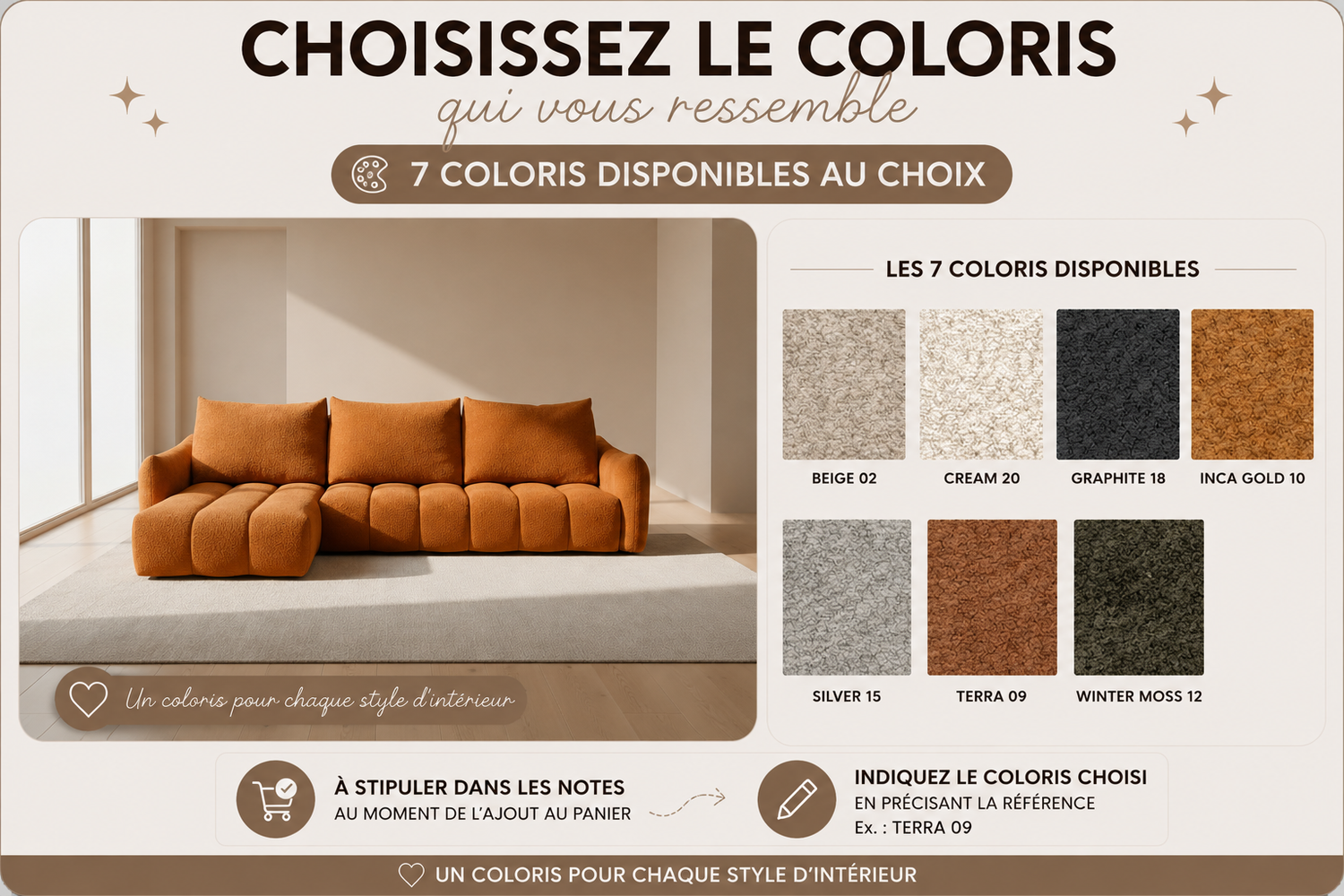 Canapé méridienne  avance recule Thalassa Confortluxe – 7 coloris disponibles au choix