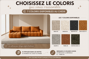  Canapé méridienne  avance recule Thalassa Confortluxe – 7 coloris disponibles au choix