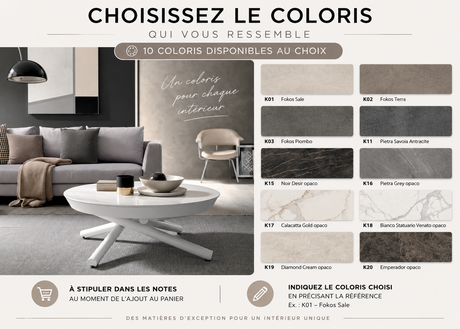 table basse coloris ronde extensible ceramique 