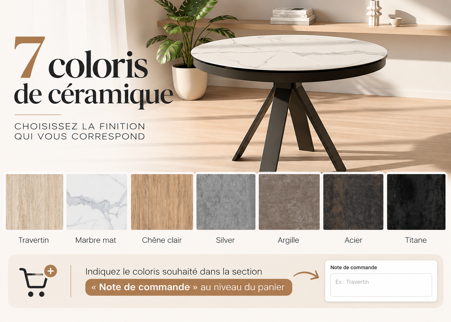 Table ronde céramique extensible - Chanterelle Akante