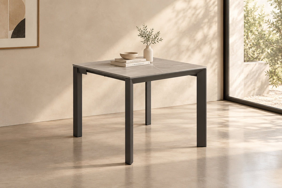 Console Domino ouverte en table carrée 90 x 90 cm, vue d'ambiance
