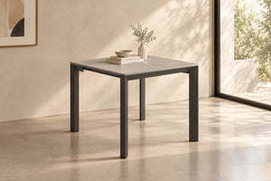 Console Domino ouverte en table carrée 90 x 90 cm, vue d'ambiance