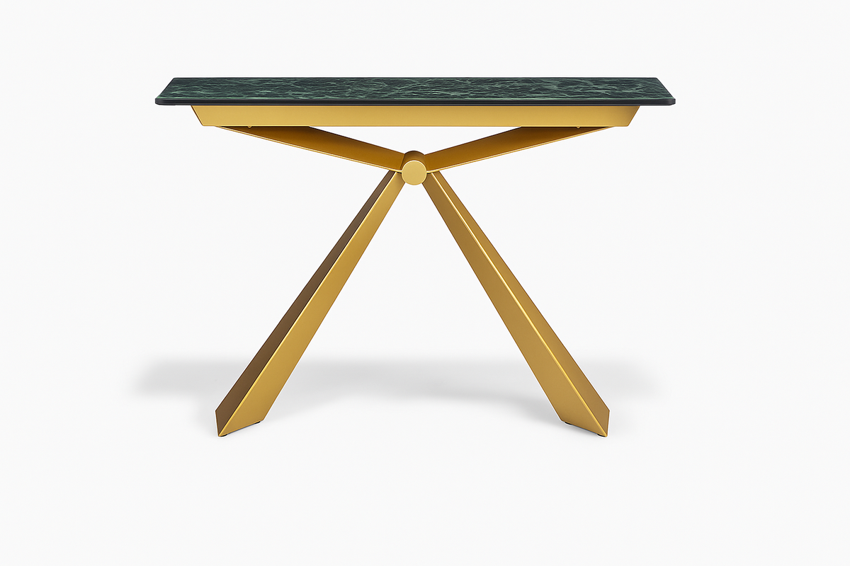 console d'entree design marbre vert vue de face