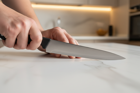 Couteau sur table céramique mate