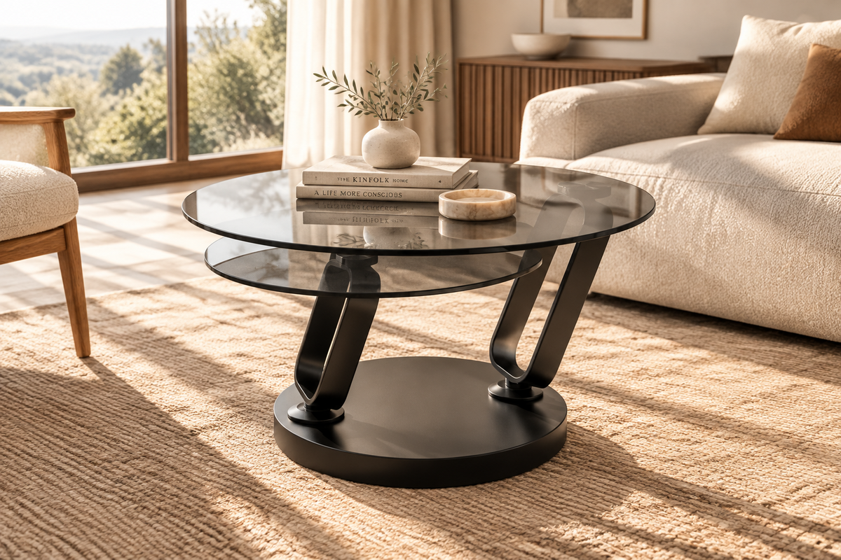 Table basse en verre pivotante - Caracas Akante