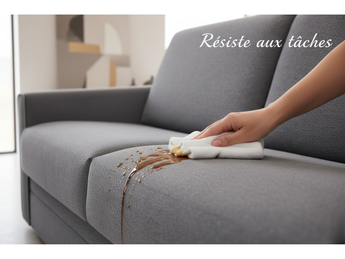 Canapé convertible gris rapido Reverso – vue de trois quarts, tissu gris anti-tache