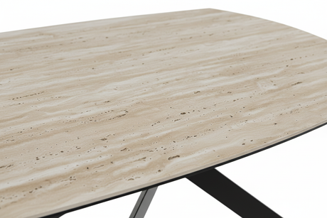 Zoom plateau céramique travertin Grande Kheops – texture naturelle et finition pierre  - akante