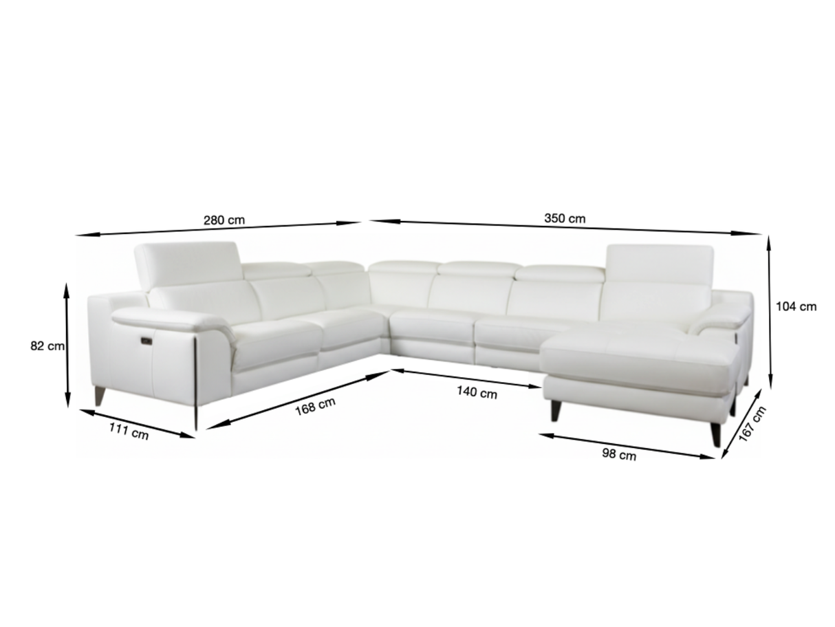 Leather corner sofa 379x303cm - Judith
