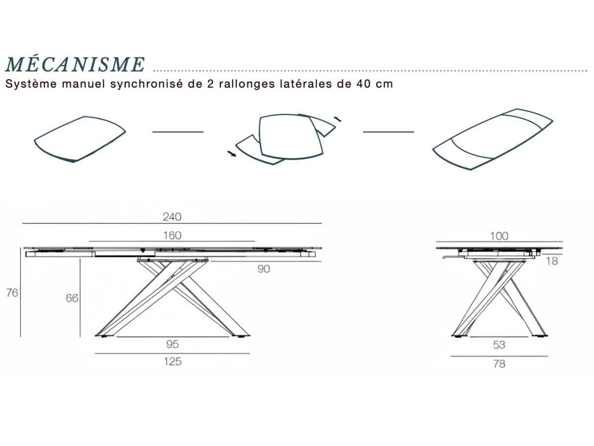 Extendable ceramic table 160x100cm - Kheo