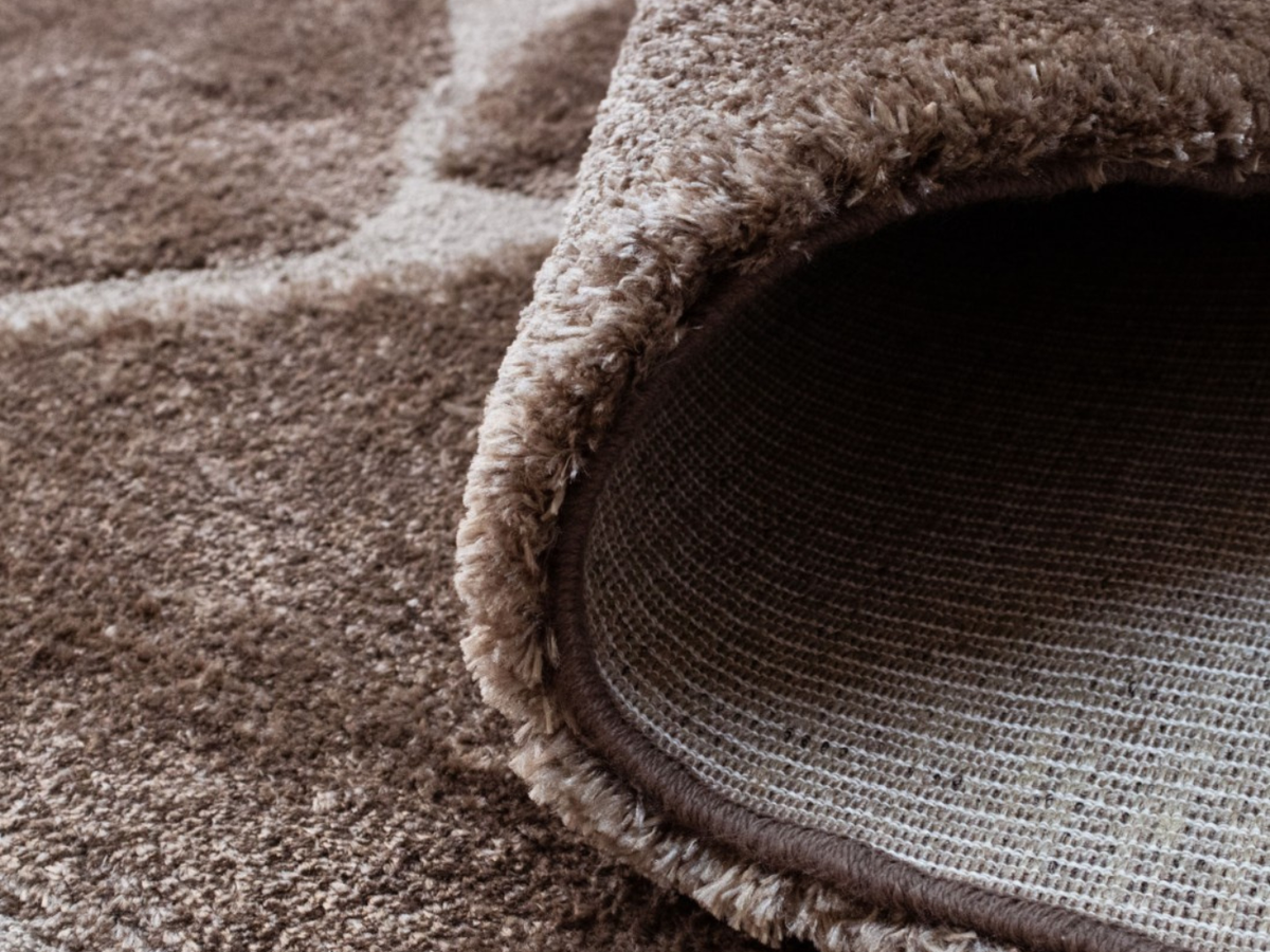 Mori tapis épais salon marron – zoom texture épaisse