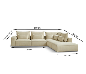 Canapé d'angle beige velours côtelé - Dalia