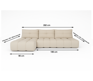 Canapé d'angle avance recule beige - Cassia