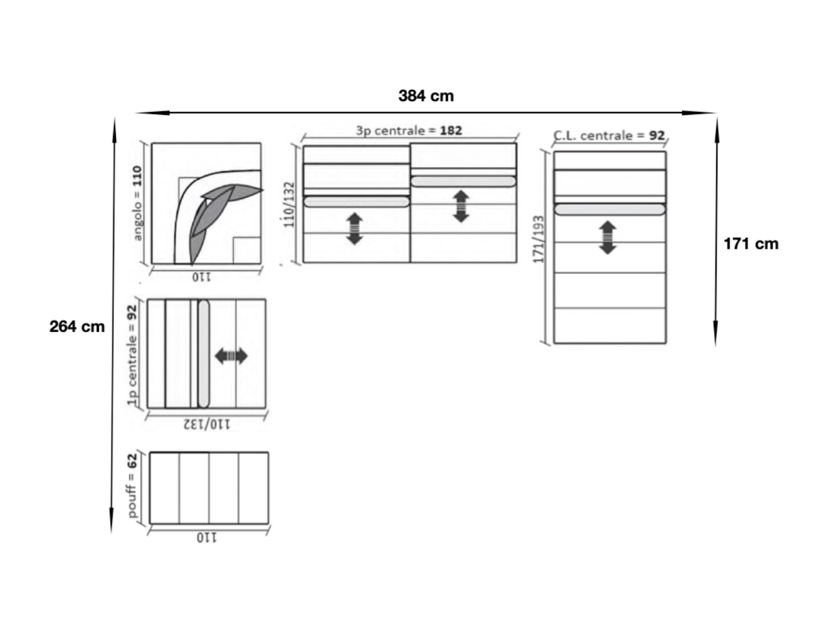 Canapé d’angle panoramique modulable avance-recule – Looper
