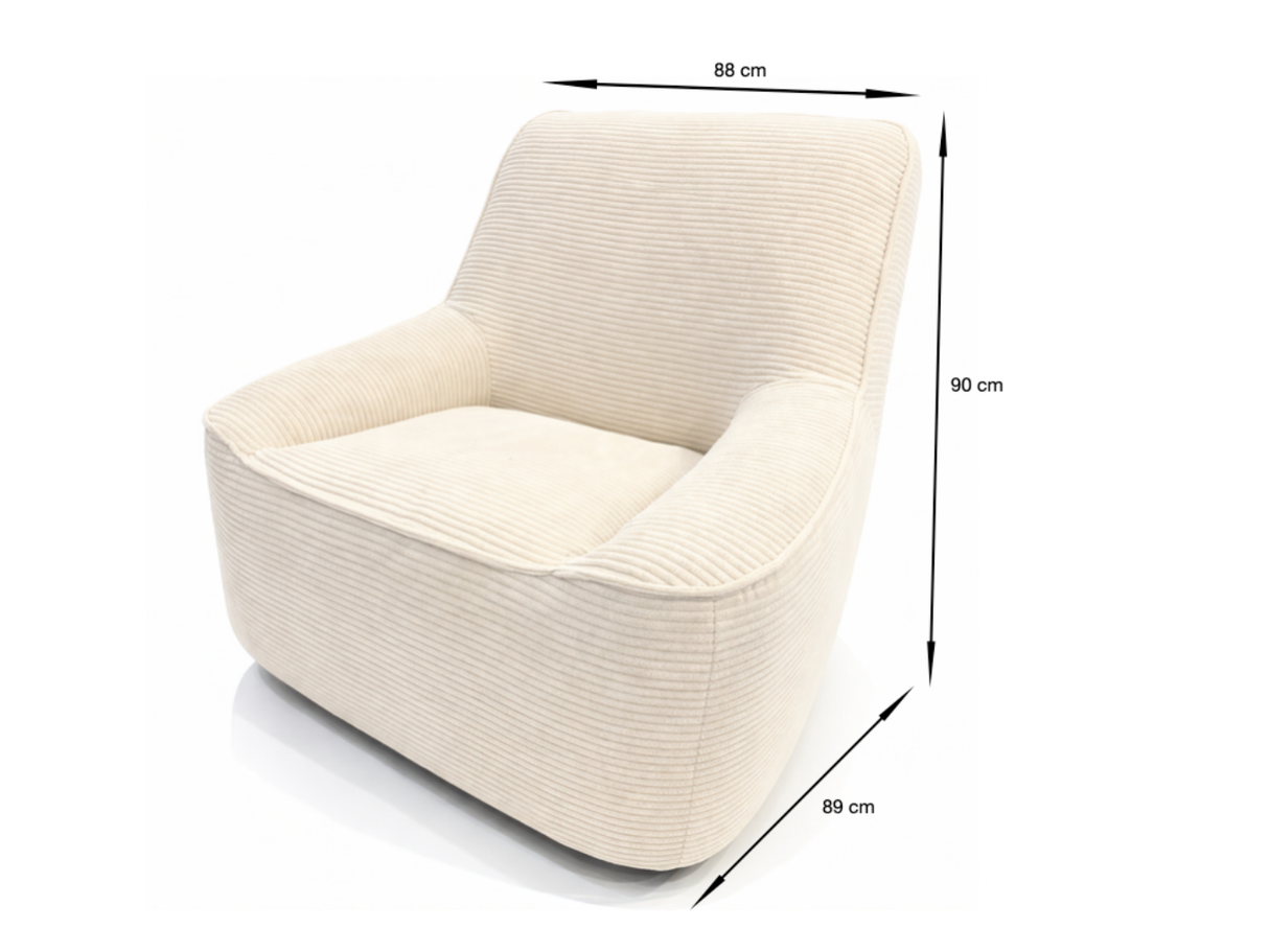 Fauteuil en velours côtelé beige pivotant - Marco