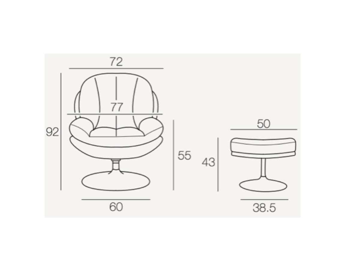 Fauteuil en tissu pivotant de salon - Lisa