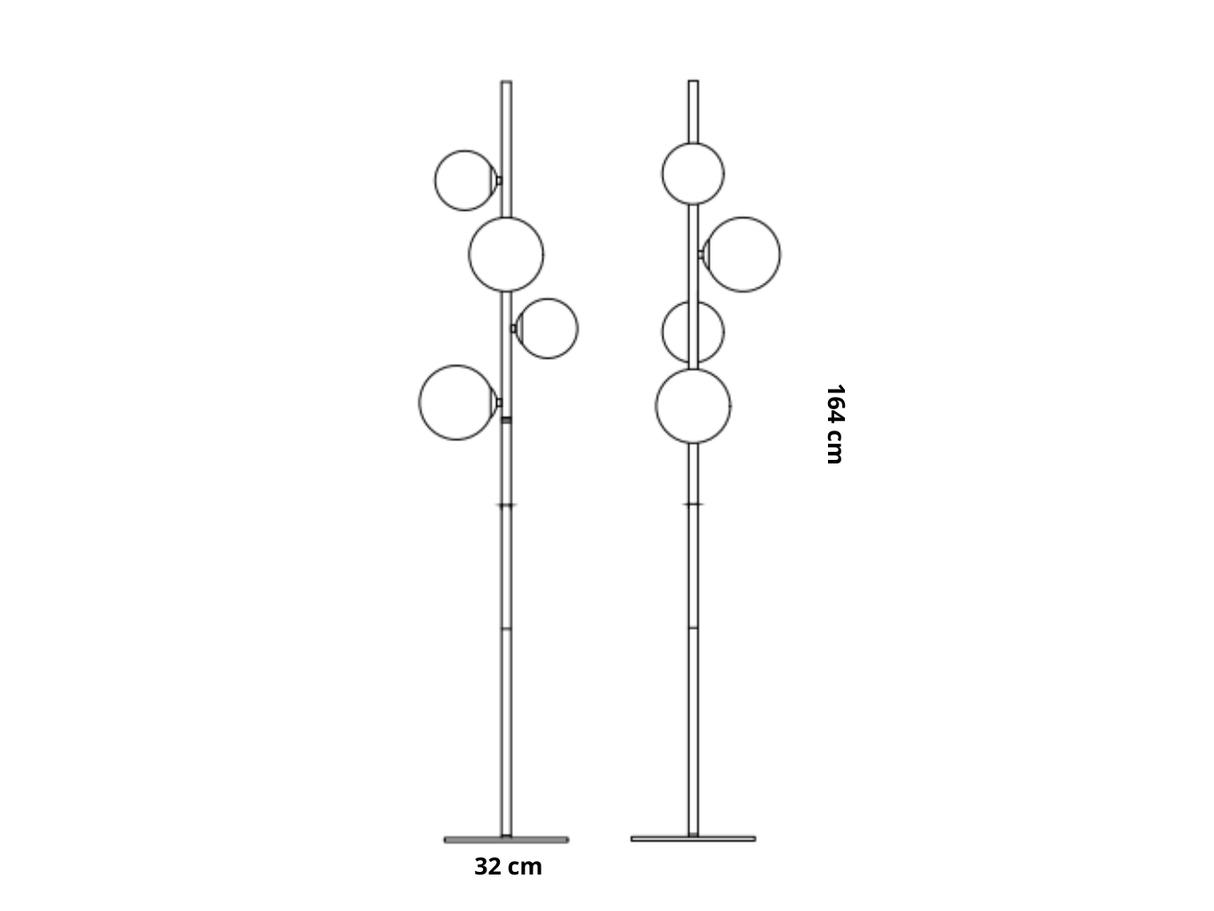 Lampadaire de salon noir design - Corollan
