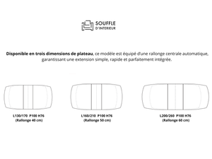 Extendable table 160 or 200x100cm - Gustave 