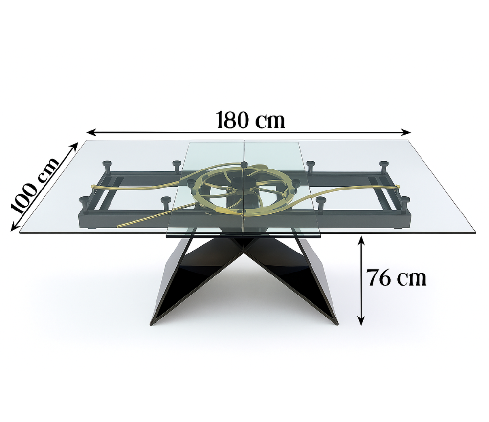 Table en verre extensible pied noir - Omega
