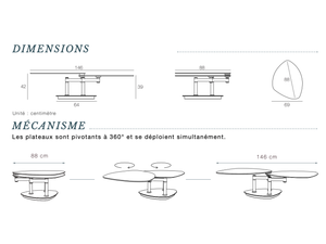 Swivel ceramic coffee table 88x75cm - Sibylle