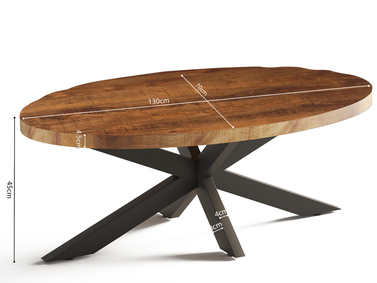 Table basse en bois massif ovale - Alexan