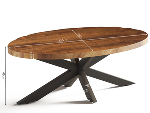 Table basse en bois massif ovale - Alexan