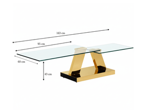 dimensions d'une table basse rectangulaire pivotante en verre