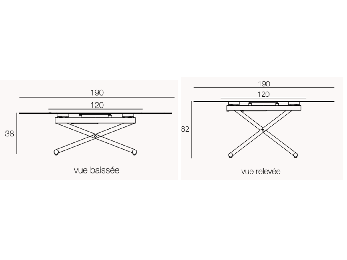 Table relevable extensible ceramique bois - Lunella