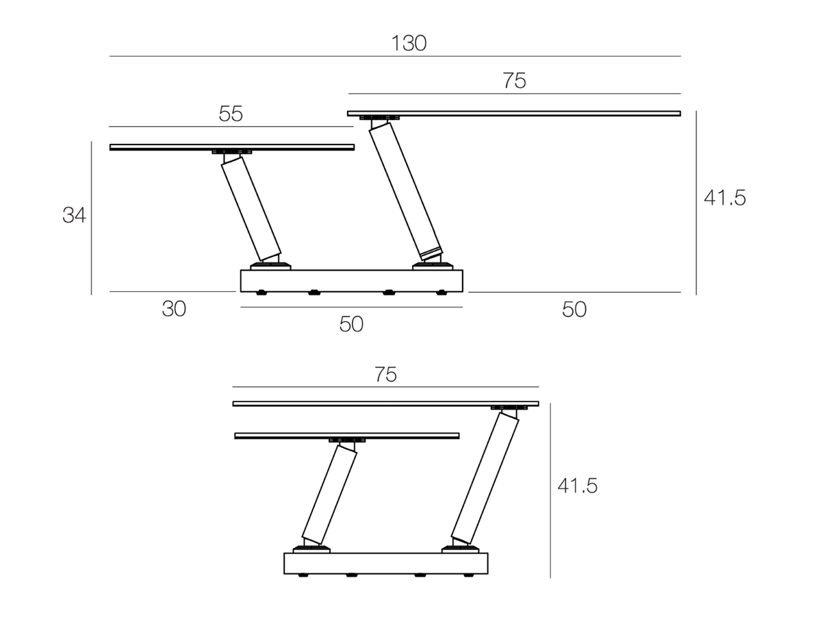Table basse en verre pivotante - Olivia