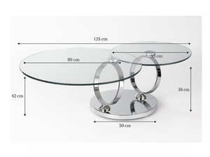 table basse ronde pivotante avec les détails de dimensions