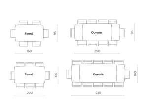 Extendable table 160x95 or 200x100cm - Glamor