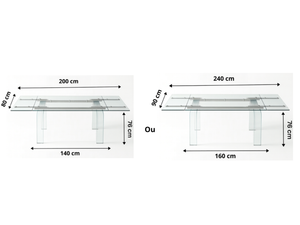 Table en verre extensible pieds transparent - Nelly