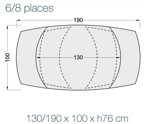 dimensions de la Table extensible en céramique marbre blanc design - Souffle d'intérieur