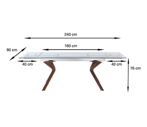 Extendable glass table 160 or 140x90 - Nelson