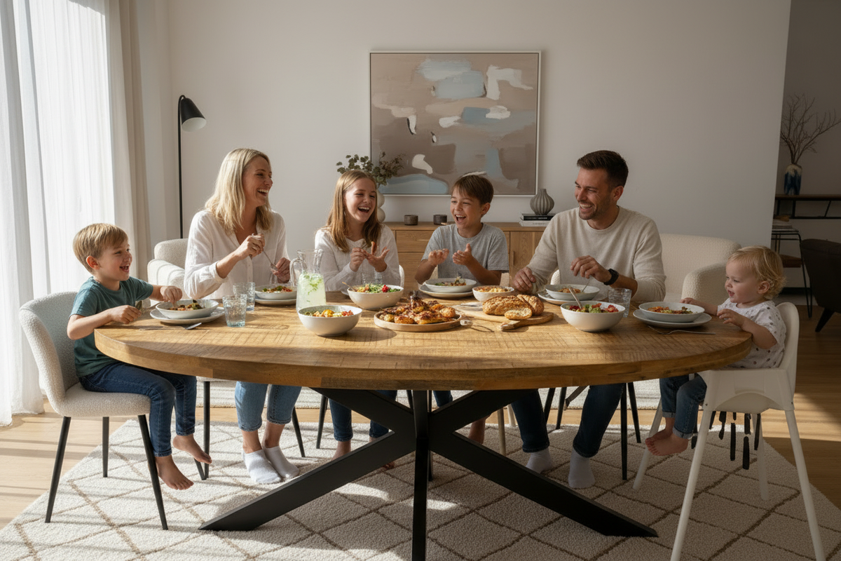 Famille autour de la table ovale