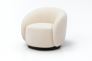 Fauteuil Assia - vus 3/4 - tissu 100 % polyester effet bouclette