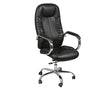 Fauteuil bureau design simili cuir noir sur roulettes pivotant - Rousseau - Souffle d'intérieur