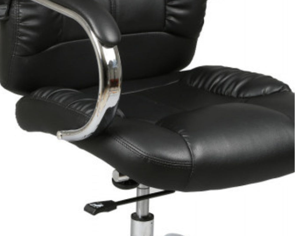 Fauteuil bureau design simili cuir noir sur roulettes pivotant - Rousseau - Souffle d'intérieur