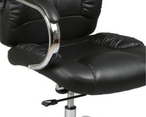 Fauteuil bureau design simili cuir noir sur roulettes pivotant - Rousseau - Souffle d'intérieur