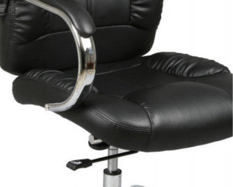 Fauteuil bureau design simili cuir noir sur roulettes pivotant - Rousseau - Souffle d'intérieur